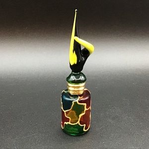 Vintage Mosaic coloured mini perfume bottle with decorative art Tall Sto…